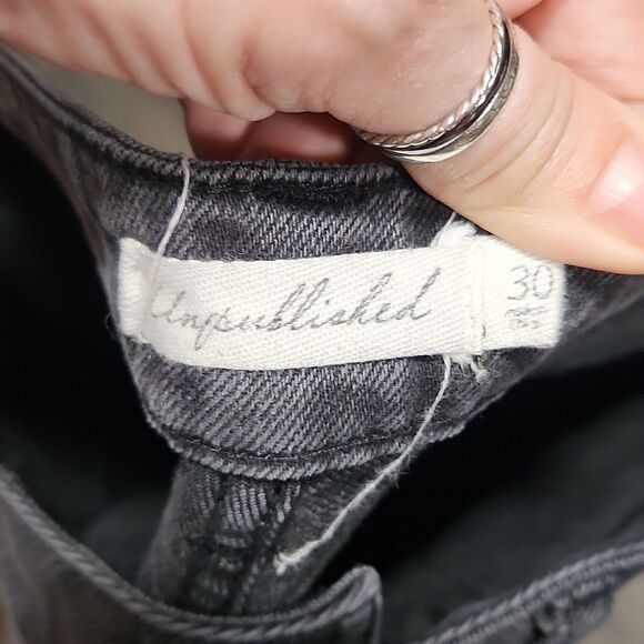 Black Washed Unpublished Raw Hem Flare Jeans - Picture 3 of 8